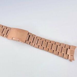 20mm 22mm 24mm Rose Gold-Tone Solid Stainless Steel Watch Bracelet w Curved Ends
